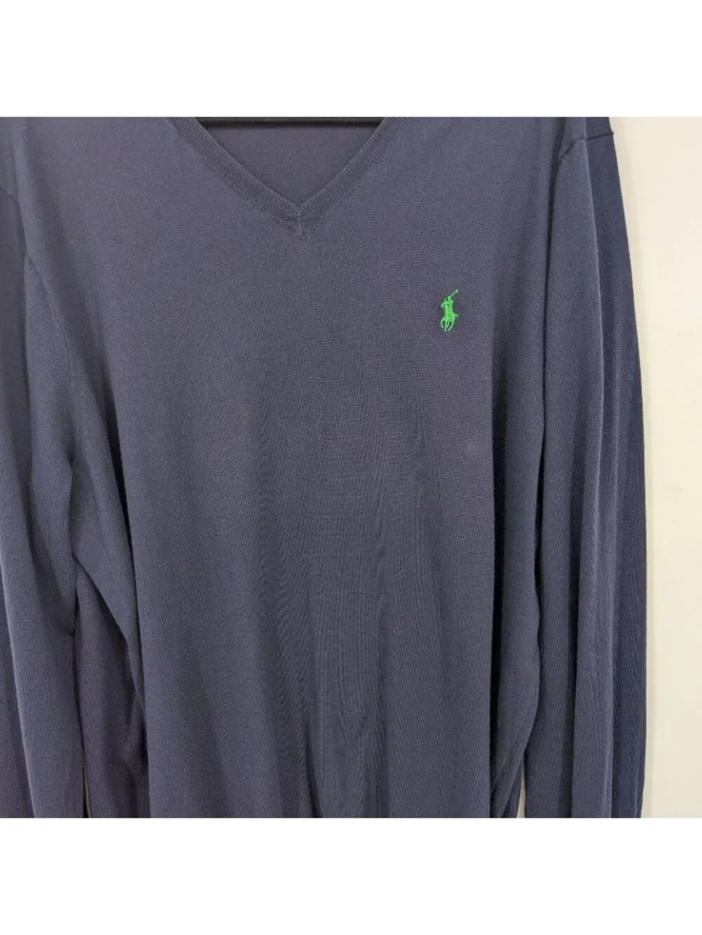 Vtg Polo Ralph Lauren V Neck Sweater Lightweight Pima Cotton Y2K‎ Pullover Large
